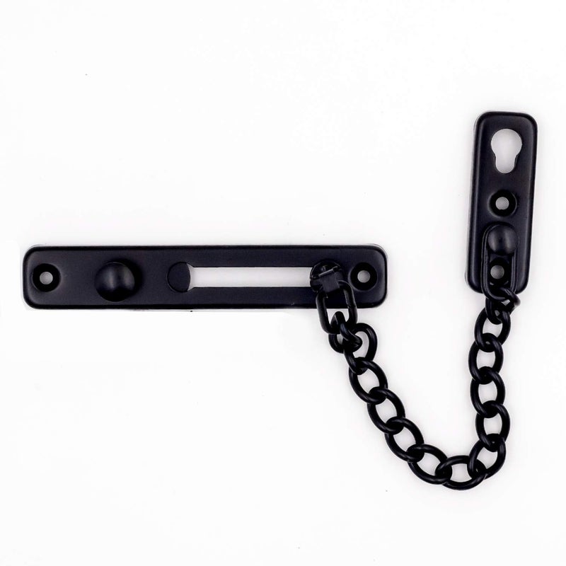 KINJOEK 2 Pack Door Chain Lock, KINJOEK Stainless Steel Security Chain Guard with Spring Anti Theft Press Lock, Heavy Duty Polished Door Latch with Screws, Black - Image 2